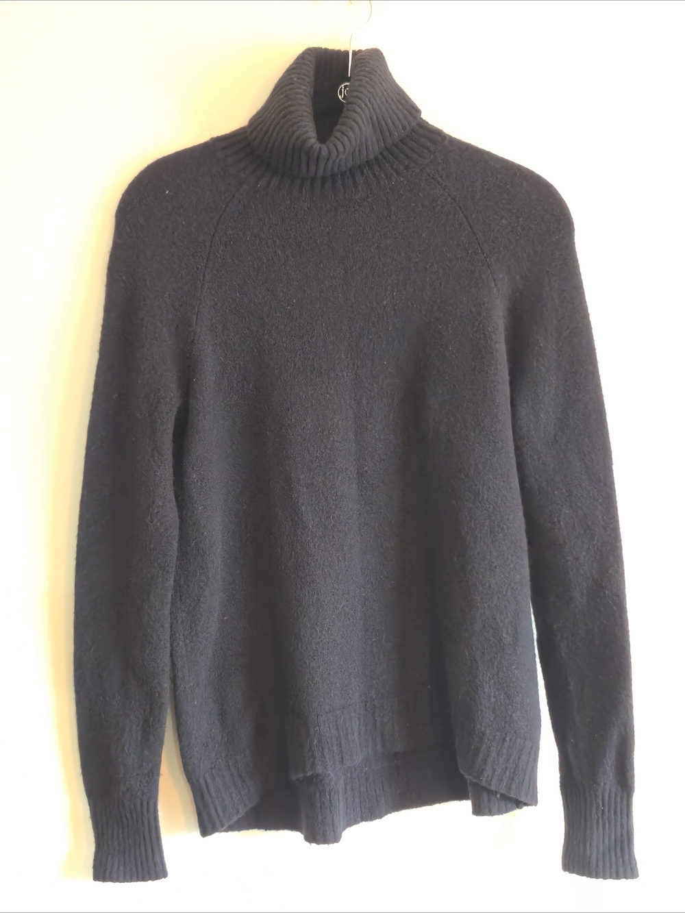 J.Crew Women's Cashmere Black Turtleneck Sweater Classic Ribbed Neck